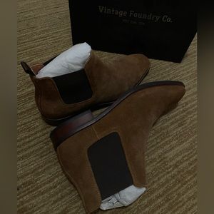 NEW vintage foundry mens chelsea boot brown tan chesnut 12